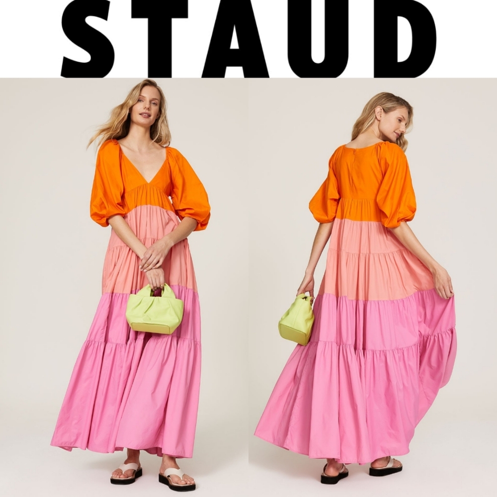 *Staud Color Block Medow Colorful Maxi Dress*